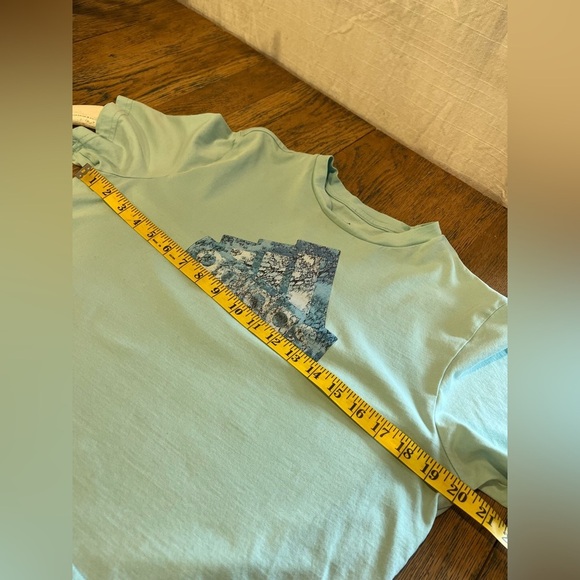 Adidas Crop T-Shirt – Blue Graphic Logo, Mint Green, Size M - Picture 3 of 8